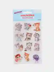 Наклейки гелевые "Кошки-мышки", многоразовые, с тиснением фольгой, 10х15 см