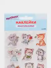 Наклейки гелевые "Кошки-мышки", многоразовые, с тиснением фольгой, 10х15 см