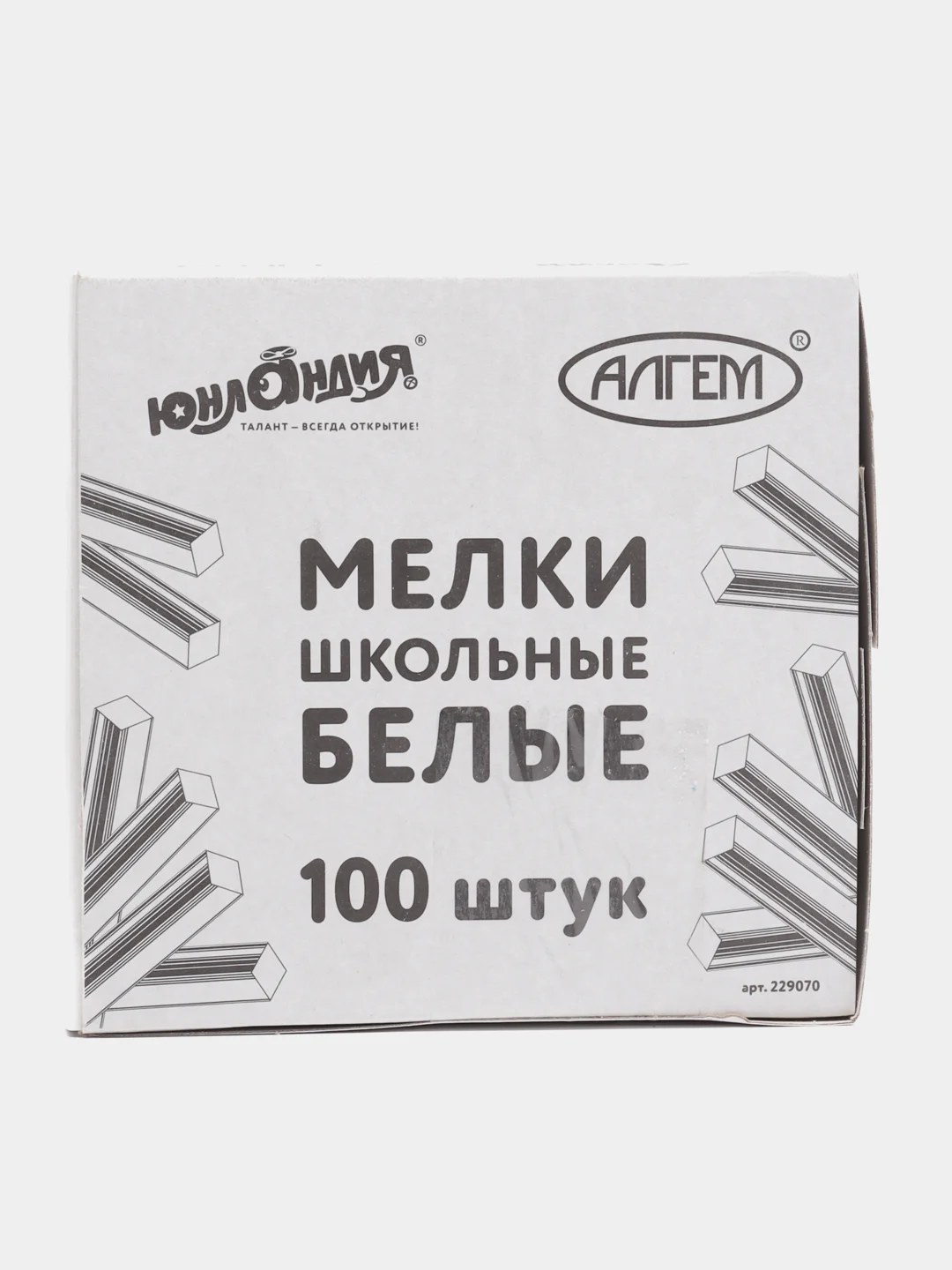 Мел белый ЮНЛАНДИЯ (Алгем), натуральный, набор 100 штук, квадратный