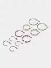 Серебряный набор сережек-колец , 5 пар