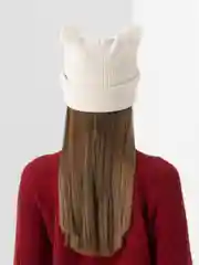 Белый вязаная шапка, с ушками
