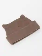 Бежевый вязаная шапка, с ушками
