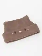 Бежевый вязаная шапка, с ушками