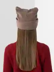 Бежевый вязаная шапка, с ушками