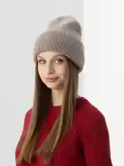 Коралловый меланж шапка женская натуральная шерсть АНГОРА