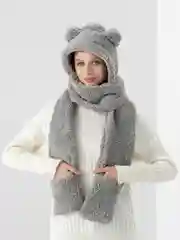 Серый женская шапка с ушками