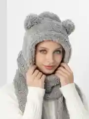 Серый женская шапка с ушками