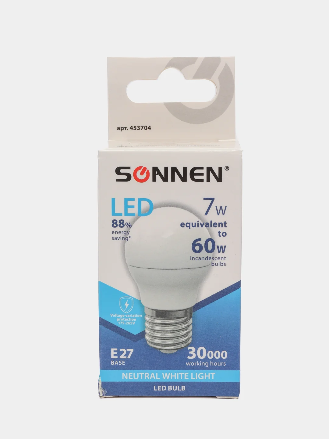 Лампа светодиодная SONNEN, 7(60)Вт, цоколь E27, шар, хол. белый, 30000ч, LED G45-7W-4000