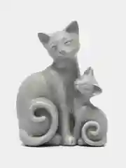 Сувенир полистоун "Кошка с котёнком" серый 20х8,5х15,5 см