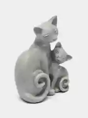 Сувенир полистоун "Кошка с котёнком" серый 20х8,5х15,5 см