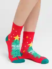 Красный носки женские, новогодние, размер 36-41