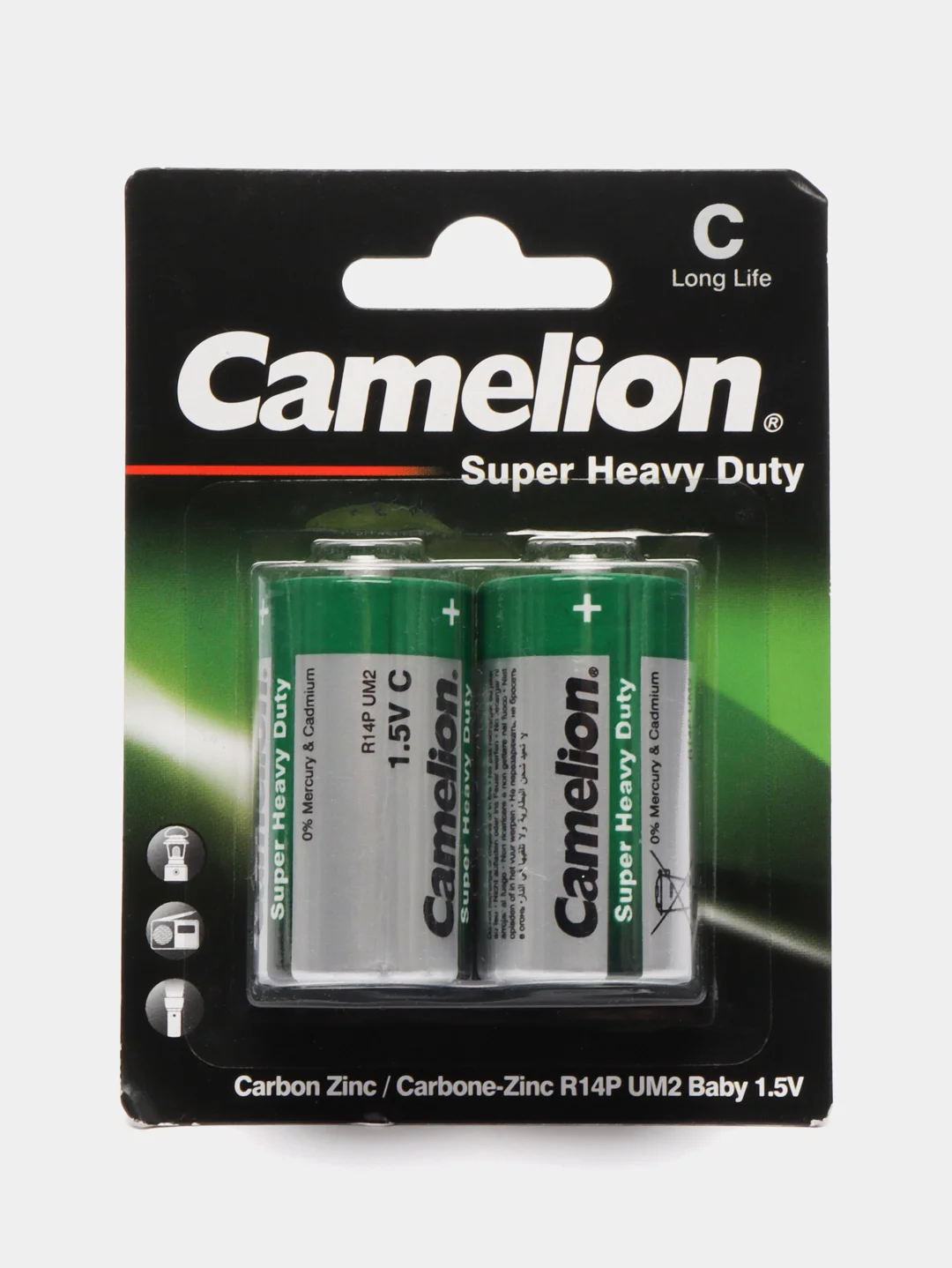 Батарейка Camelion R14 BL-2 (R14P-BP2G 1,5В), в упаковке 2 штуки