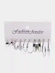 Серебряный набор сережек-колец, 5 пар