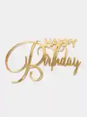 Золотой топпер #Т23 "Happy Birthday" для украшения торта из зеркального акрила
