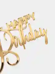 Золотой топпер #Т23 "Happy Birthday" для украшения торта из зеркального акрила