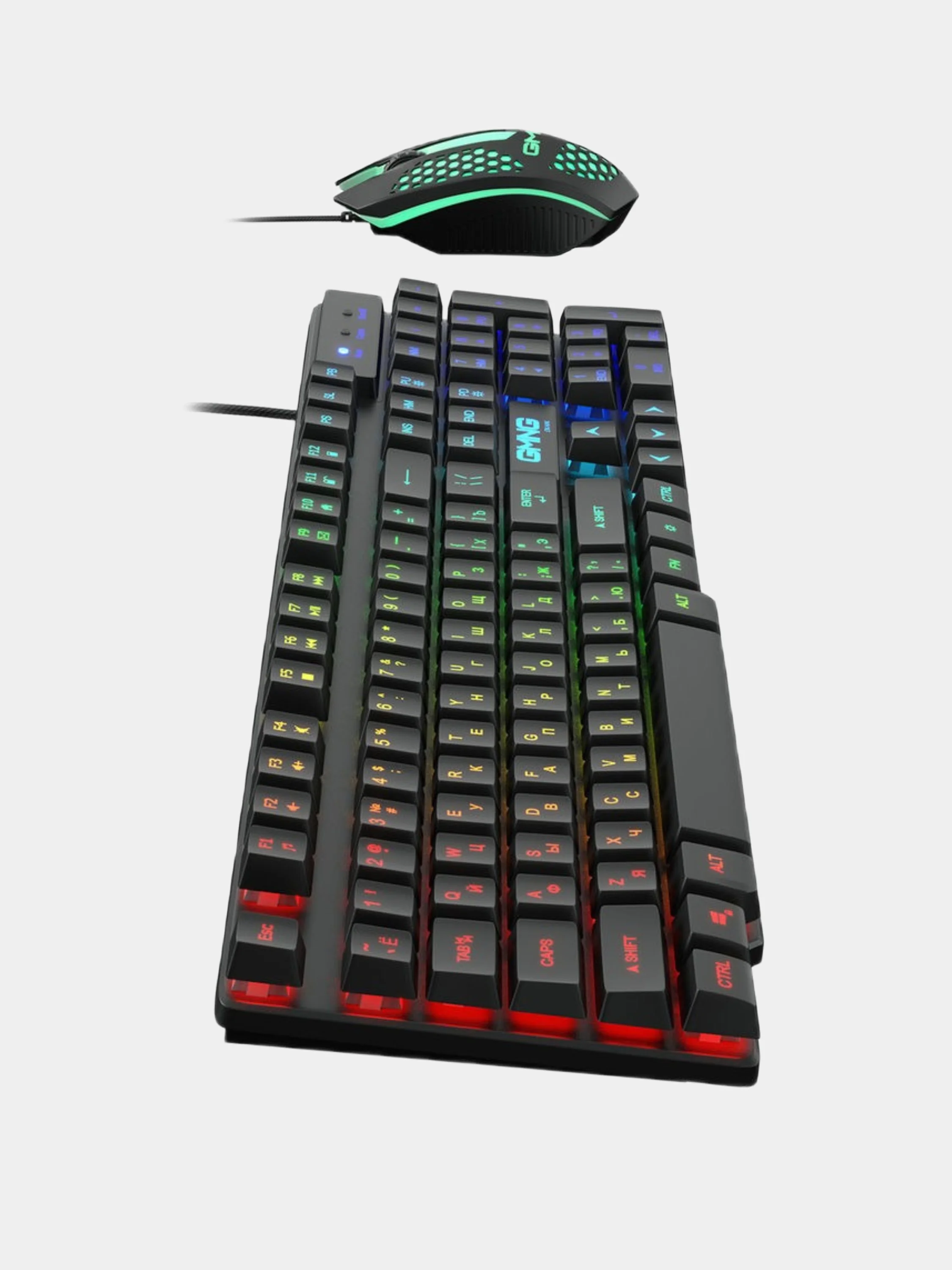 Черный игровая клавиатура + мышь + коврик набор Oklick 400GMK с подсветкой, подарок на 8 марта