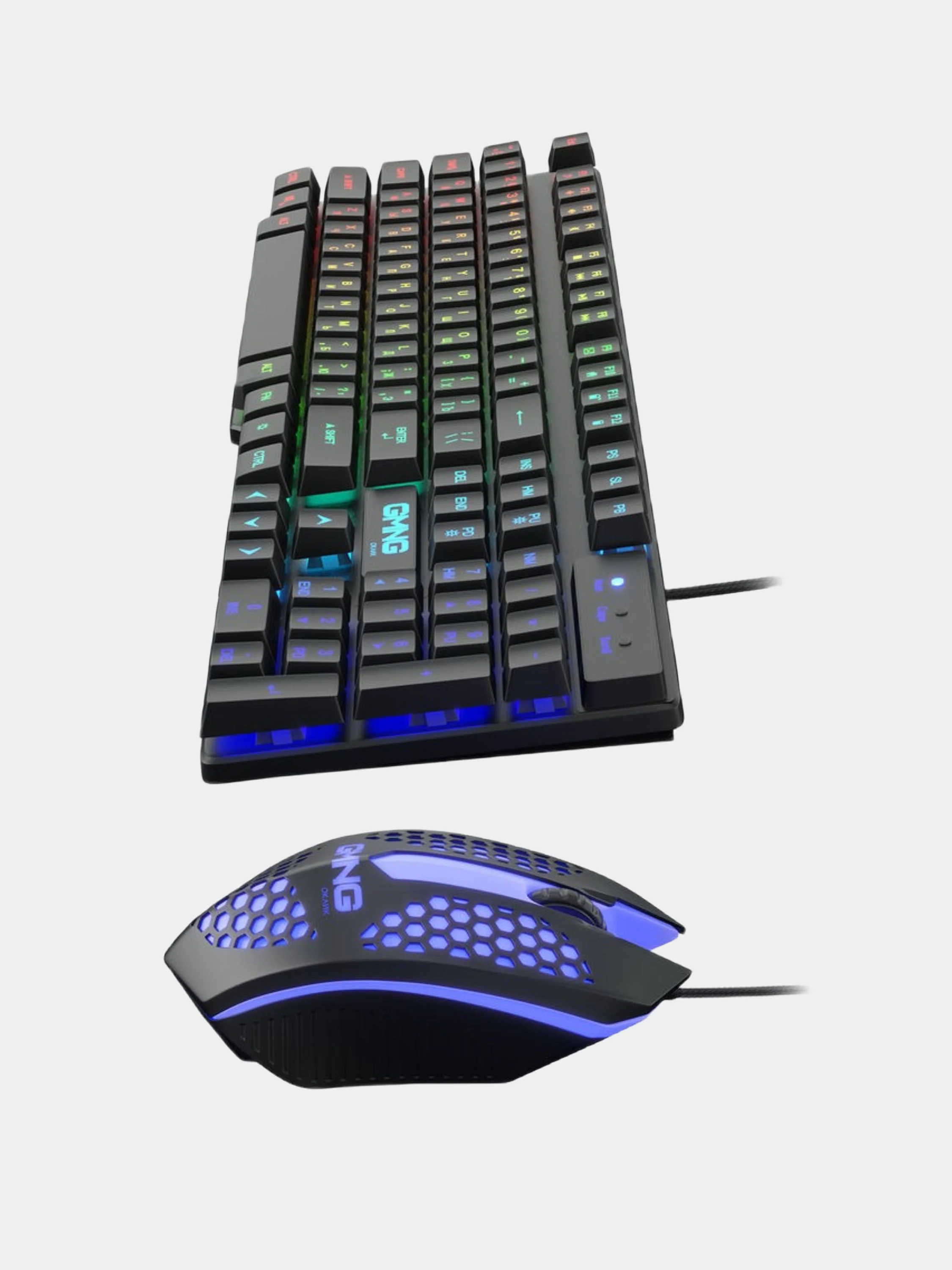 Черный игровая клавиатура + мышь + коврик набор Oklick 400GMK с подсветкой, подарок на 8 марта