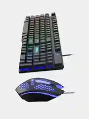 Черный игровая клавиатура + мышь + коврик набор Oklick 400GMK с подсветкой, подарок на 8 марта