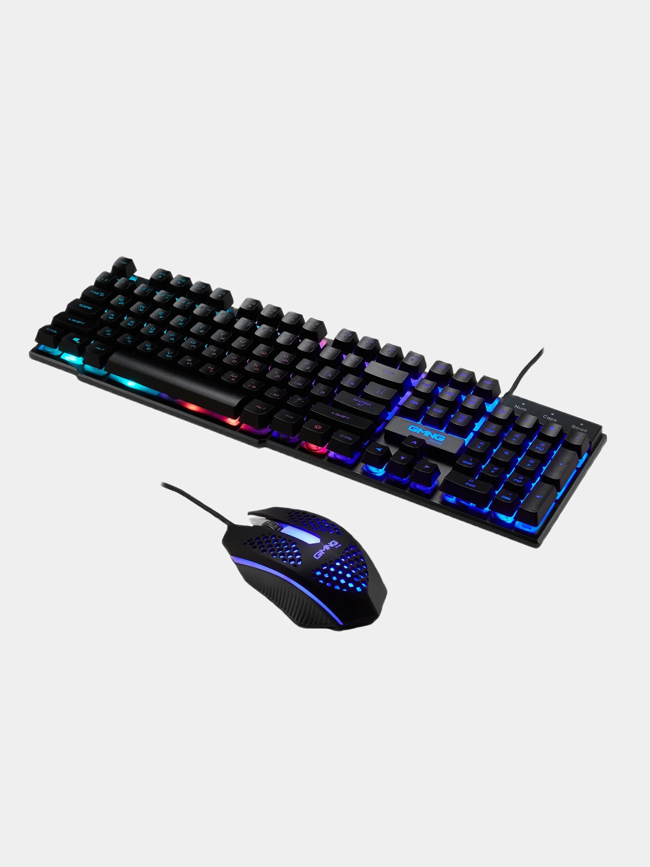 Черный игровая клавиатура + мышь + коврик набор Oklick 400GMK с подсветкой, подарок на 8 марта
