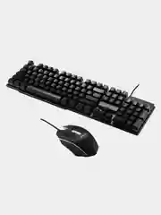 Черный игровая клавиатура + мышь + коврик набор Oklick 400GMK с подсветкой, подарок на 8 марта