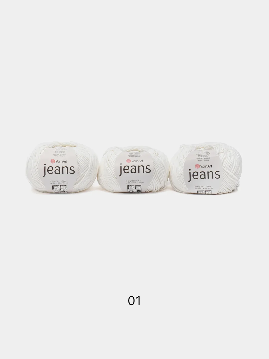 Прозрачный пряжа YarnArt Jeans комплект 3штуки 5штук (ч1) 55% Хлопок 45% Акрил 50г 160м Ярн Арт Джинс