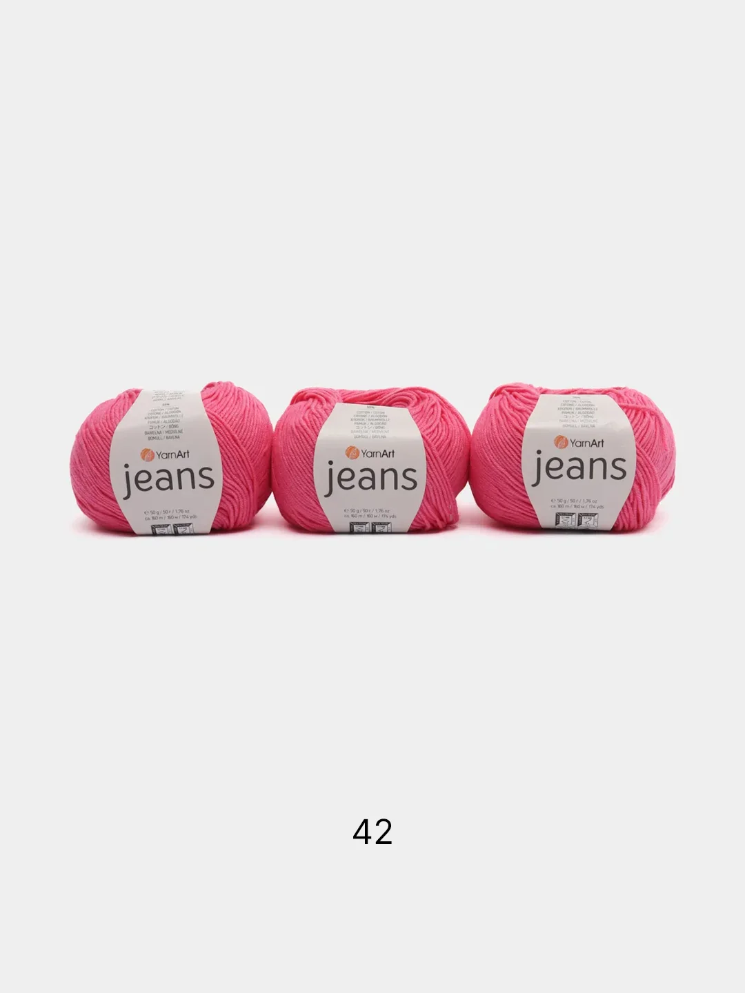 Фуксия пряжа YarnArt Jeans комплект 3штуки 5штук (ч1) 55% Хлопок 45% Акрил 50г 160м Ярн Арт Джинс