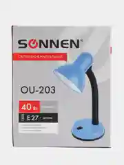 Настольная лампа светильник SONNEN OU-203, на подставке, цоколь Е27, синий, 236677