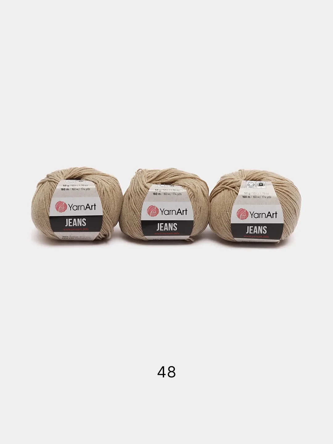 Бежевый пряжа YarnArt Jeans комплект 3штуки 5штук (ч2) 55% Хлопок 45% Акрил 50г 160м Ярн Арт Джинс