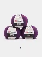 Фиолетовый пряжа YarnArt Jeans комплект 3штуки 5штук (ч2) 55% Хлопок 45% Акрил 50г 160м Ярн Арт Джинс