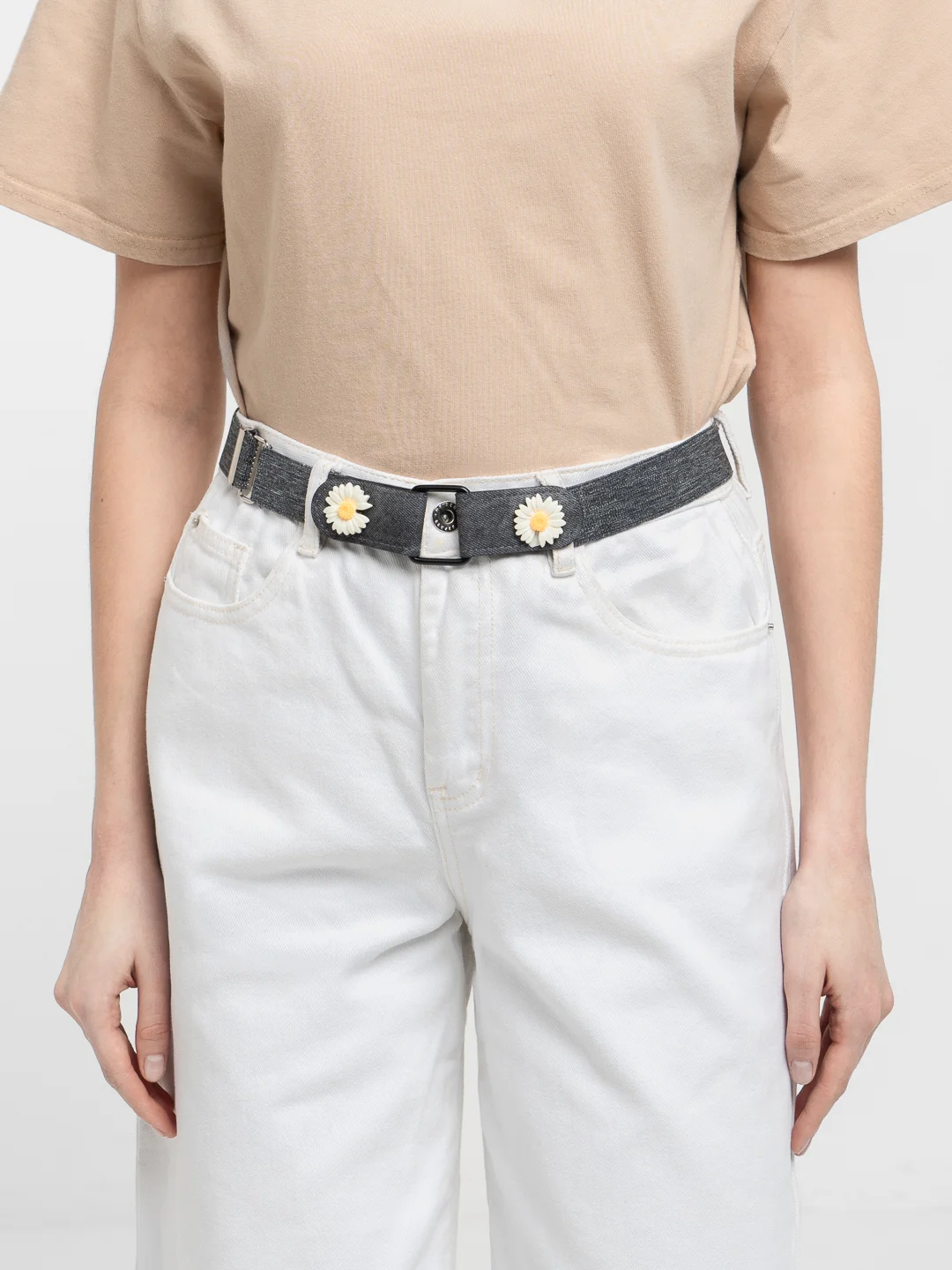 Серый женский ремень без пряжки "Daisy Denim"