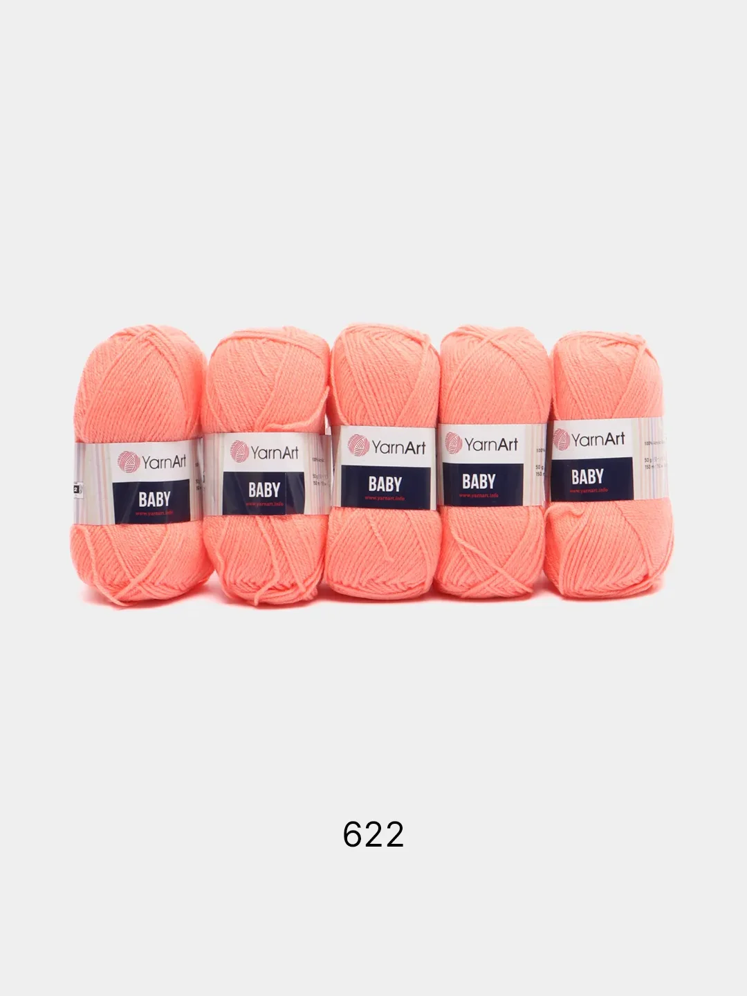 Коралловый пряжа YarnArt Baby, 1-5 штук, акрил, 50 г, 150 м