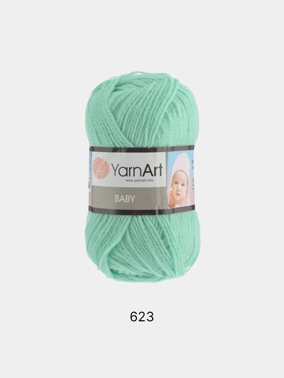 Мятный пряжа YarnArt Baby, 1-5 штук, акрил, 50 г, 150 м