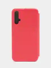 Красный чехол книжка на Huawei Nova 5, из экокожи, с карманом для карт