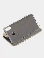 Золотой чехол-книжка на Samsung Galaxy A6S, из экокожи, с карманом для карт