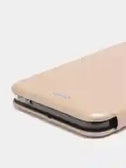 Золотой чехол-книжка на Samsung Galaxy A6S, из экокожи, с карманом для карт