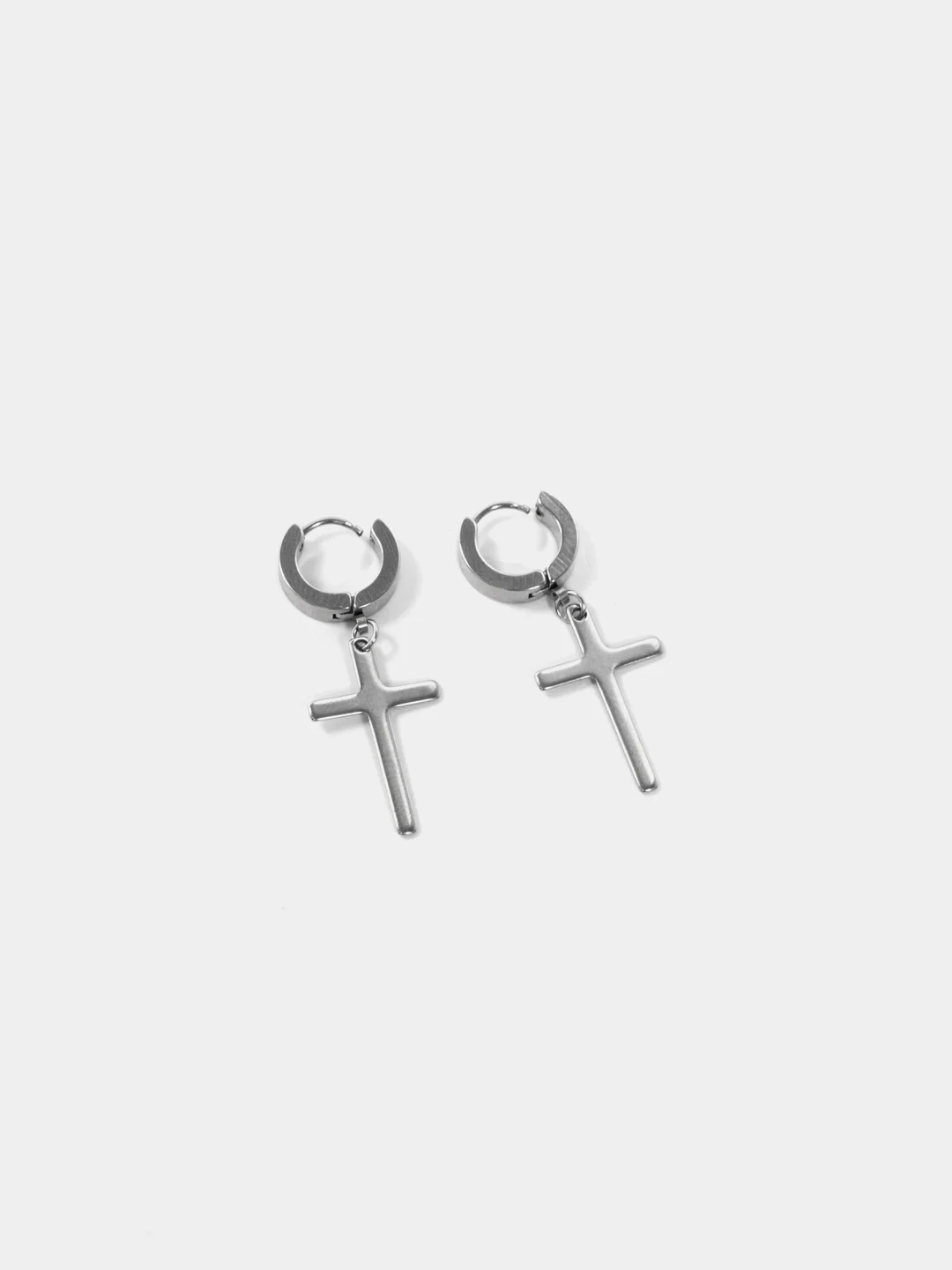 Серебряный серьга обманка-клипса "Крест", 3 цвета