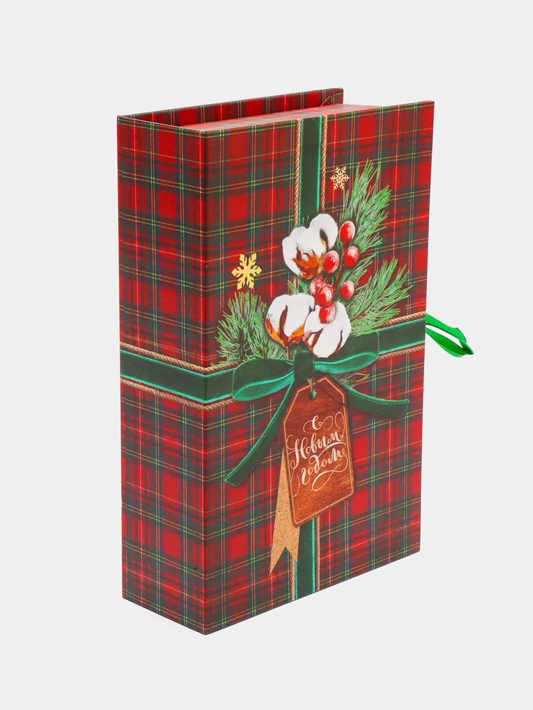 Красный коробка - книга "Новый год", 20 х 12.5 х 5 см