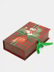Красный коробка - книга "Новый год", 20 х 12.5 х 5 см