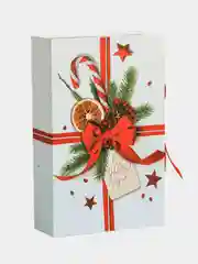 Белый коробка - книга "Новый год", 20 х 12.5 х 5 см
