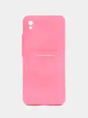 Фуксия чехол для Xiaomi Redmi 9A, Сяоми Редми 9А, силиконовый, с карманом для карты