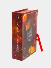 Багровый коробка - книга "Новый год", 20 х 12.5 х 5 см