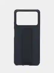 Темно-синий чехол для Xiaomi Poco X4 Pro, Сяоми Поко Х4 Про, силиконовый под кожу, с подставкой