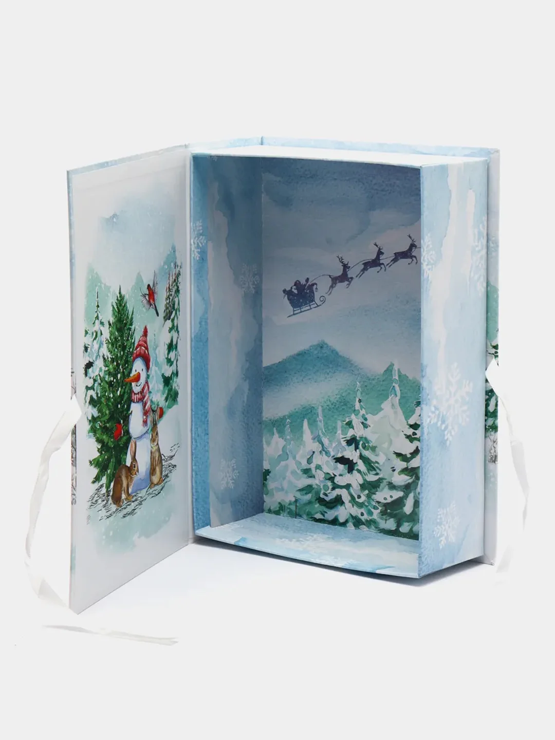 Голубой коробка - книга "Новый год", 20 х 12.5 х 5 см