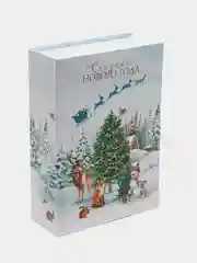Голубой коробка - книга "Новый год", 20 х 12.5 х 5 см