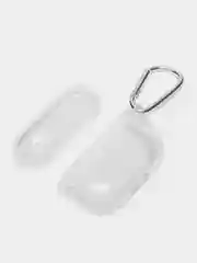 Чехол для Apple AirPods Pro прозрачный силиконовый аирподс с карабином