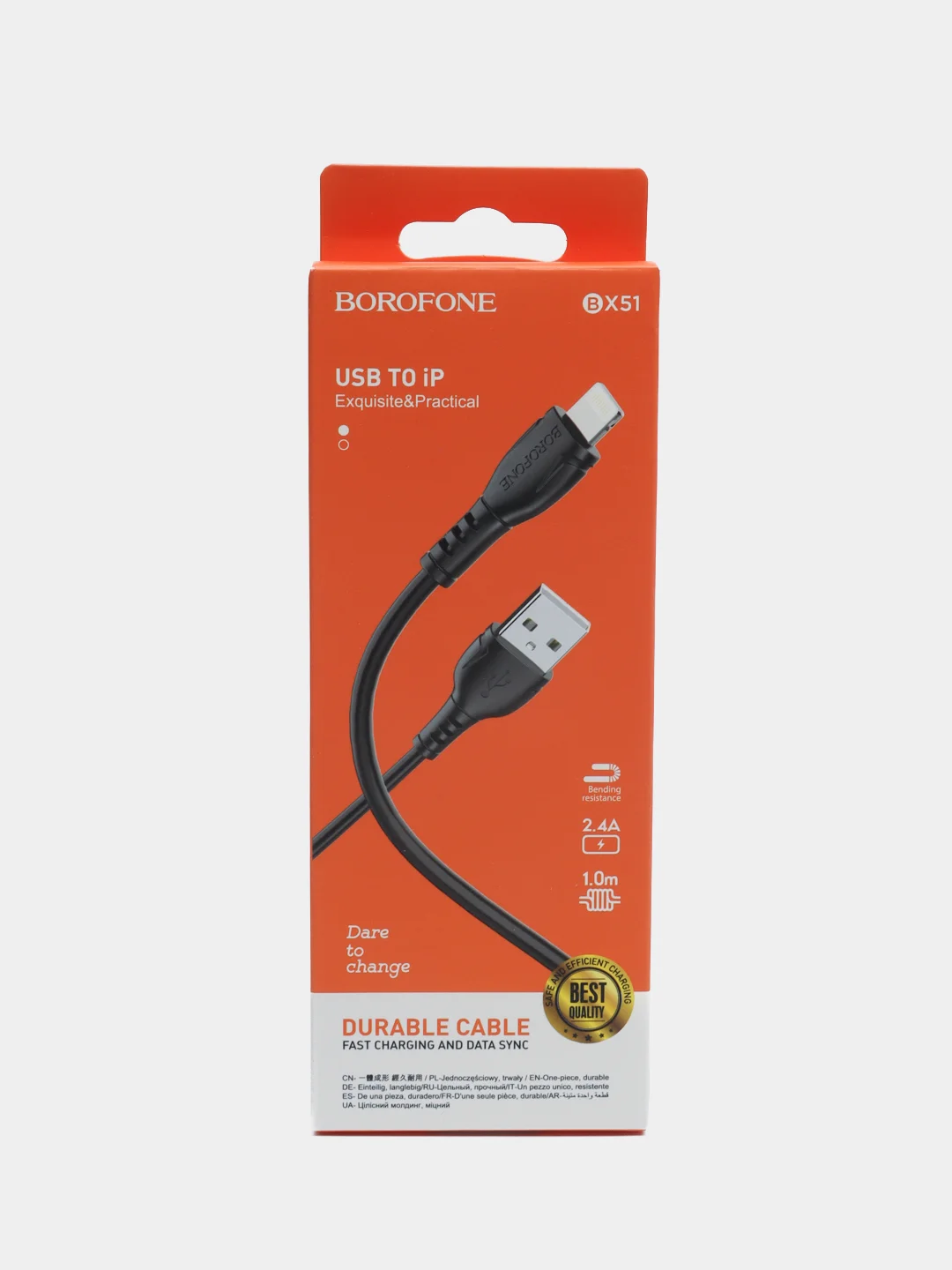 Белый кабель для зарядки Borofone BX51 Type-C, MicroUSB, Lightning для Android и iPhone до 3А