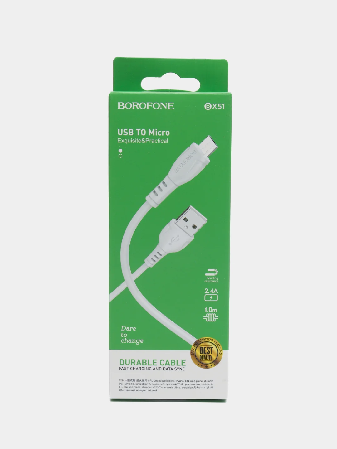 Белый кабель для зарядки Borofone BX51 Type-C, MicroUSB, Lightning для Android и iPhone до 3А