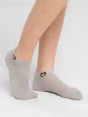 Серый носки женские короткие с рисунком "Мишки", из хлопка