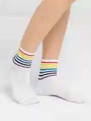 Серебряный носки женские с принтом "Rainbow" длинные, высокие