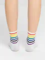 Серебряный носки женские с принтом "Rainbow" длинные, высокие